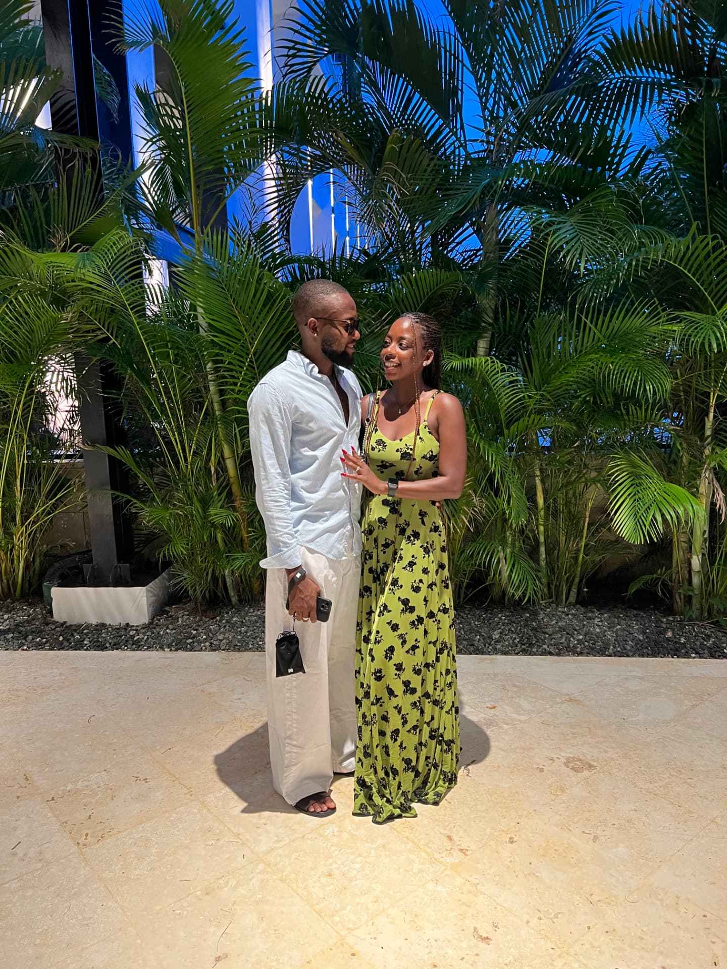 Ademide and Adetomiwa under the palms